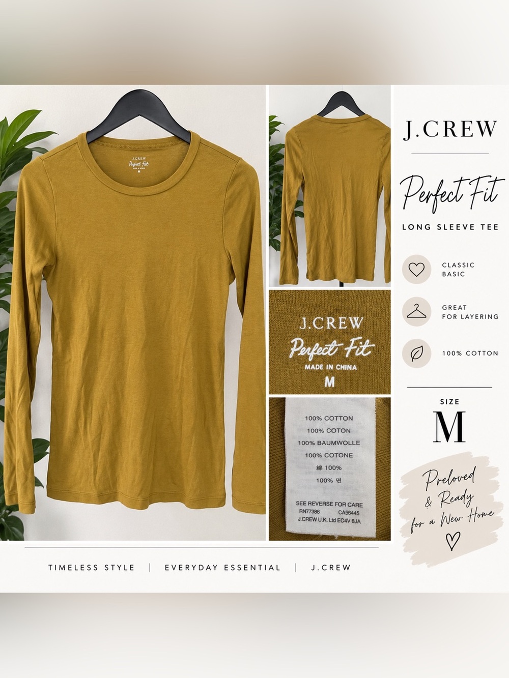 J. Crew Slim Long-Sleeve Crewneck Top in Mustard